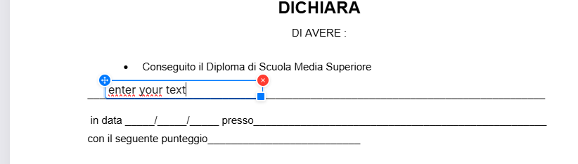 AirSign text editing with resize handles on a document